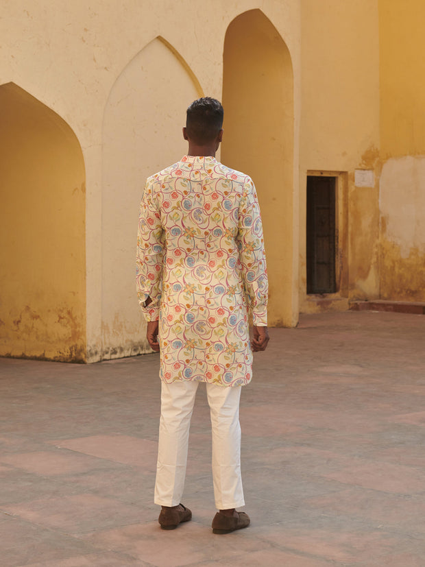 Crewel Cream Ganganagery Kurta