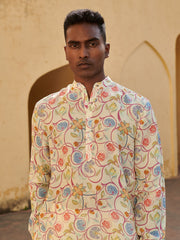 Crewel Cream Ganganagery Kurta