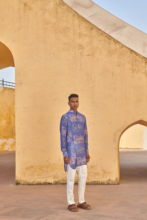 Berry Blue Khajuraho  Ganganagery Kurta