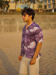 Violet Storm Relaxed Fit Cuban Collar Shirt