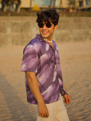 Violet Storm Relaxed Fit Cuban Collar Shirt