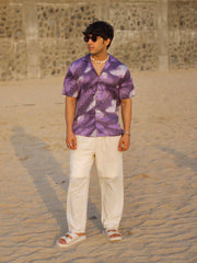 Violet Storm Relaxed Fit Cuban Collar Shirt