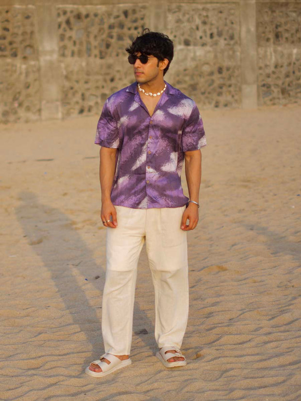 Violet Storm Relaxed Fit Cuban Collar Shirt