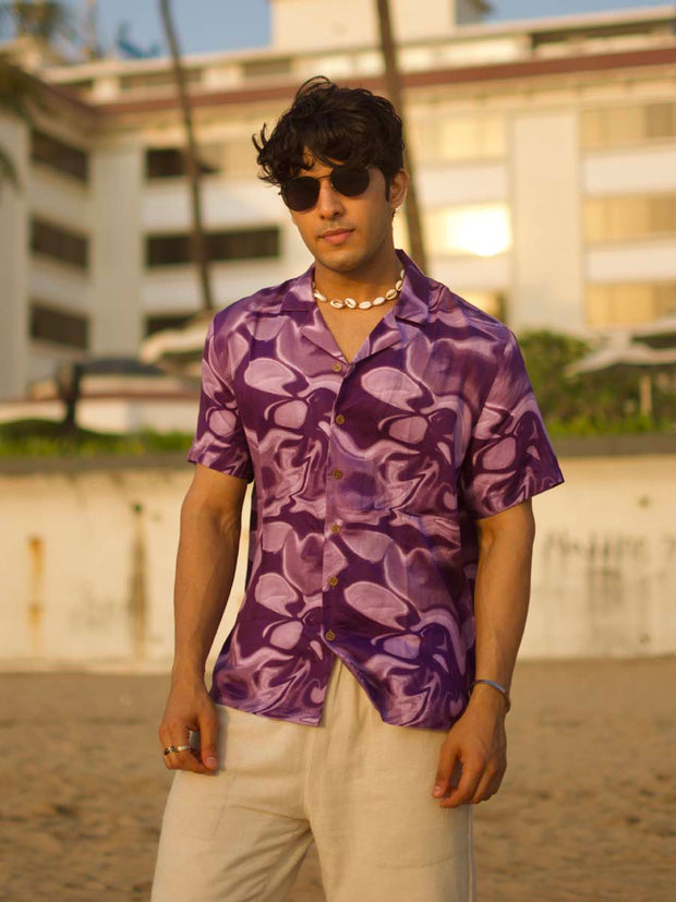Electric Mirage Flow Relaxed Fit Cuban Collar Shirt