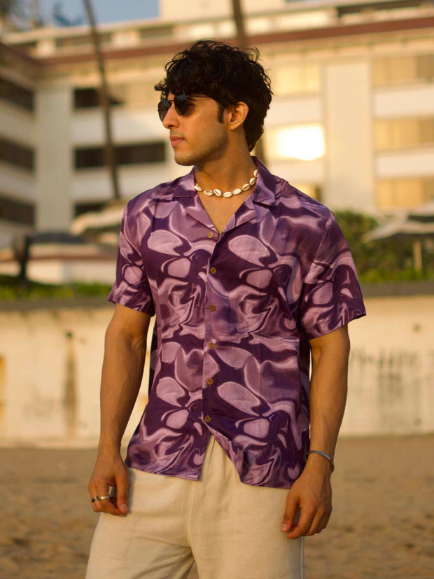 Electric Mirage Flow Relaxed Fit Cuban Collar Shirt