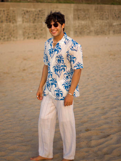 Tropical Mirage Blue Oversized Hawaian Collor Shirt