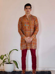 Abstract Earthy Brown Ganganagery Kurta