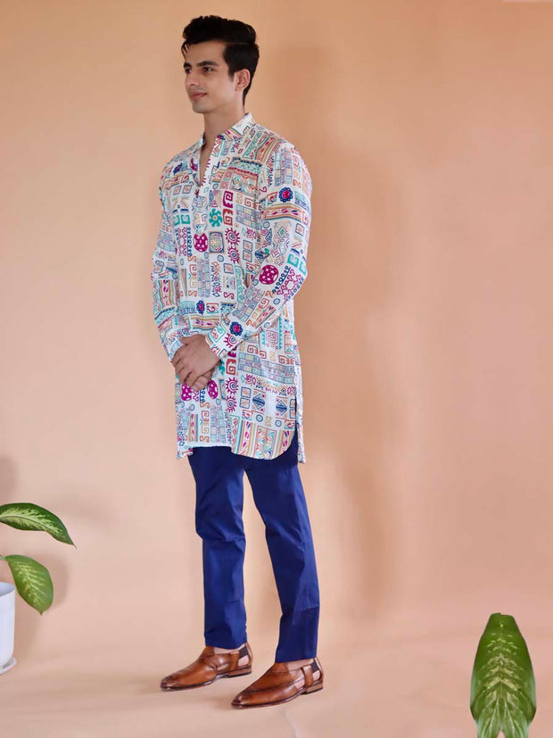 White Kai Abstract Ganganagery Kurta