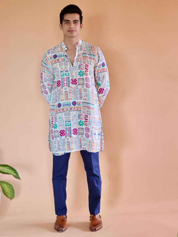 White Kai Abstract Ganganagery Kurta