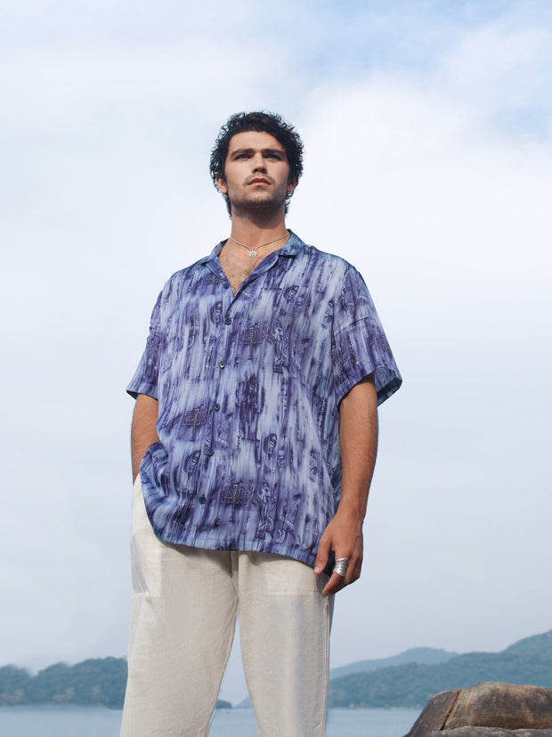 Khajuraho Blue Oversize Shirt