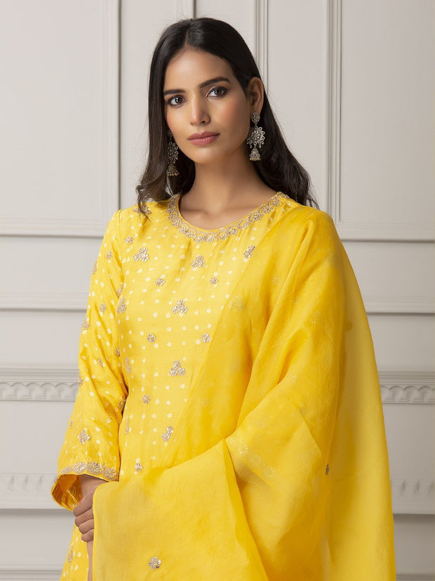 Yellow Embroidered Suit Set- Mogra Look 14