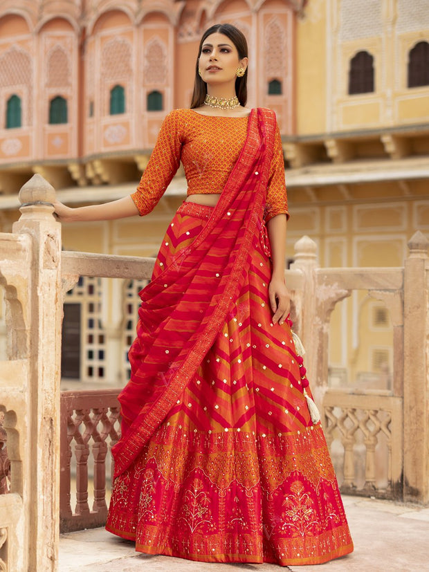 Vasansi Signature Silk Leheriya Lehenga