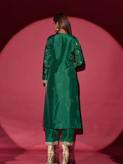 Green Silk Embroidered Suit Set