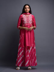 Red Vasansi Silk Leheriya Palazzo Set