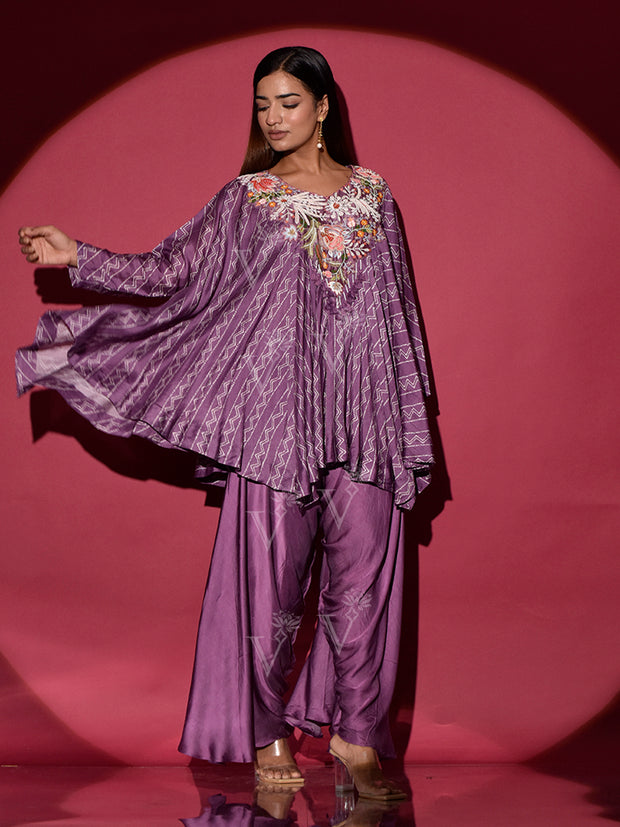 Mauve Silk Cape and Harem Pants