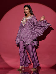 Mauve Silk Cape and Harem Pants