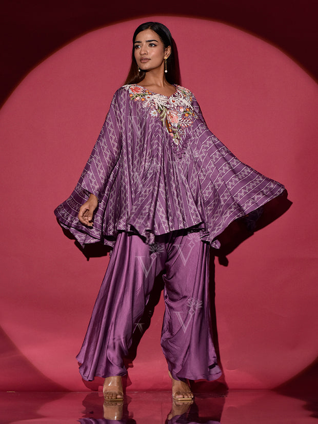 Mauve Silk Cape and Harem Pants