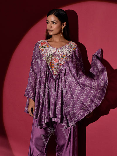 Mauve Silk Cape and Harem Pants