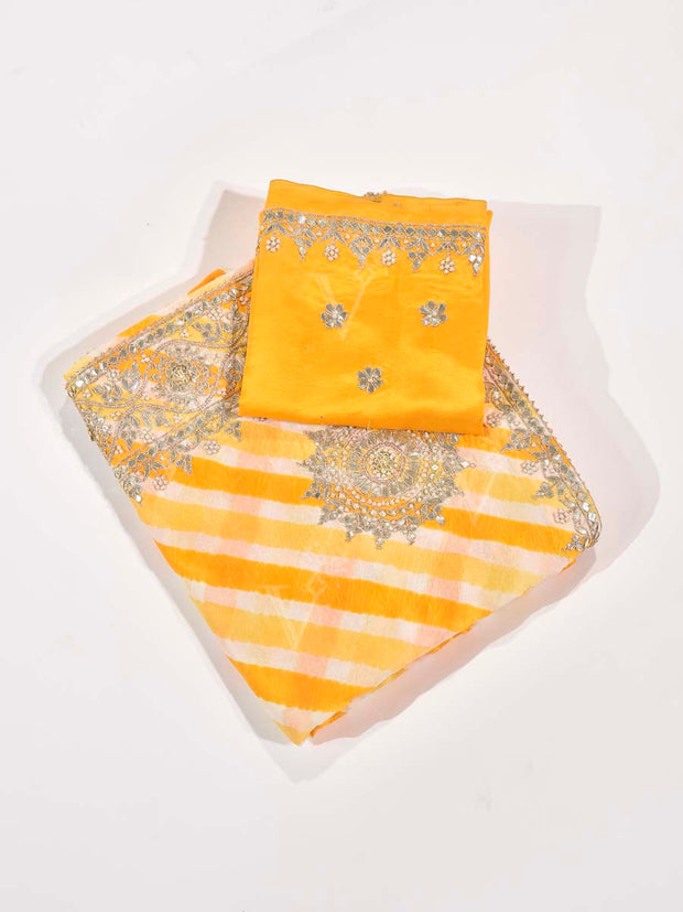 Yellow Gota Patti Tussar Silk Saree