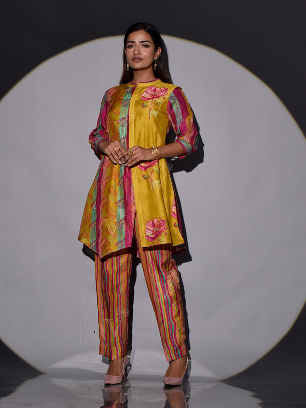 Multi Color Vasansi Silk Printed Co-ord Set