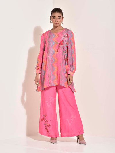 Pink Vasansi Silk Leheriya Co-ord Set