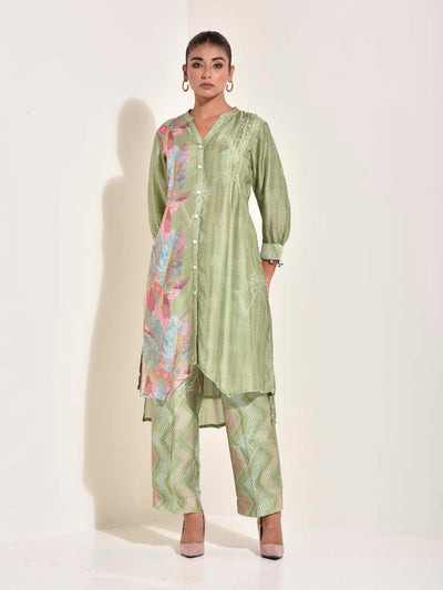 Sage Green Vasansi Silk Co-ord Set