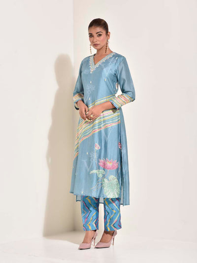 Blue Vasansi Silk Leheriya Co-ord set