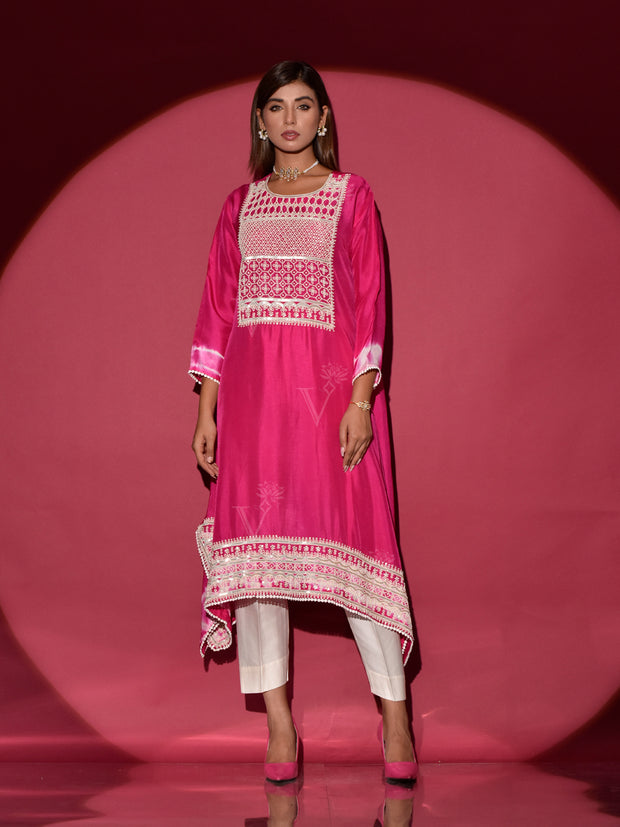 Pink Silk Kurta and Pant Set