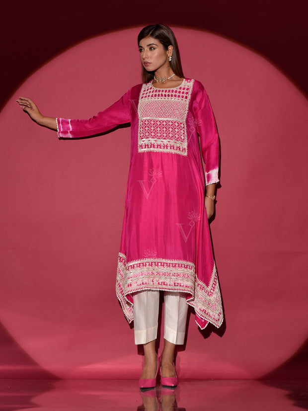 Pink Silk Kurta and Pant Set