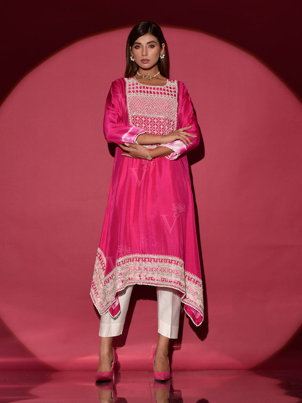 Pink Silk Kurta and Pant Set