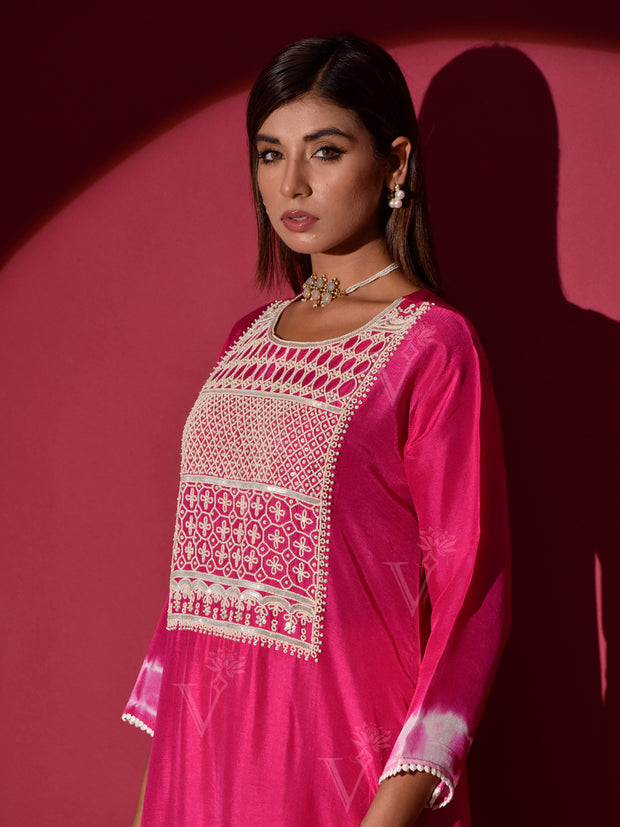 Pink Silk Kurta and Pant Set