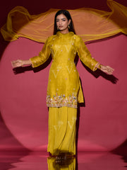 Yellow Organza Kurta and Palazzo Set