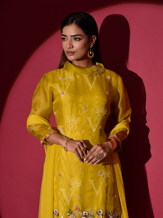 Yellow Organza Kurta and Palazzo Set