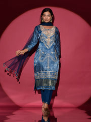 Blue Satin Silk Suit Set