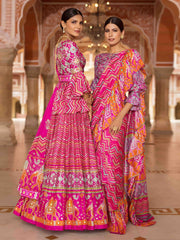 Pink Leheriya Patola Drape Saree