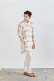 Tiger Crepe White Ganganagery Kurta