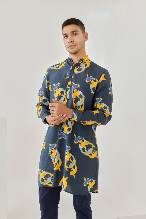 Salmon Blue Ganganagery Kurta