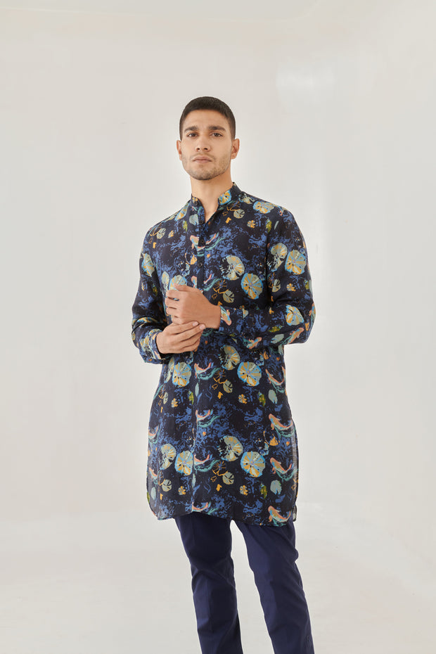 Seawhale Flame Blue Ganganagery Kurta