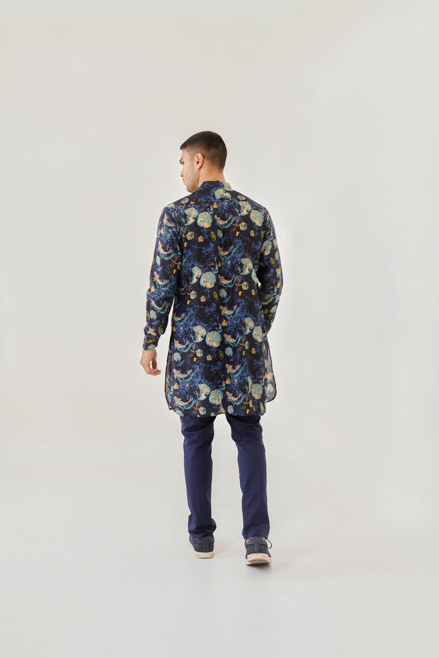 Seawhale Flame Blue Ganganagery Kurta