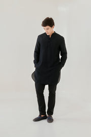 Black Ganganagery Kurta For Men