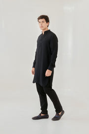 Black Ganganagery Kurta For Men