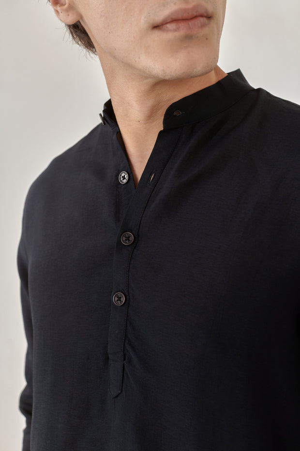 Black Ganganagery Kurta For Men