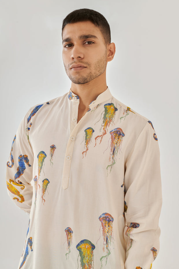 Seahorse White Ganganagery Kurta