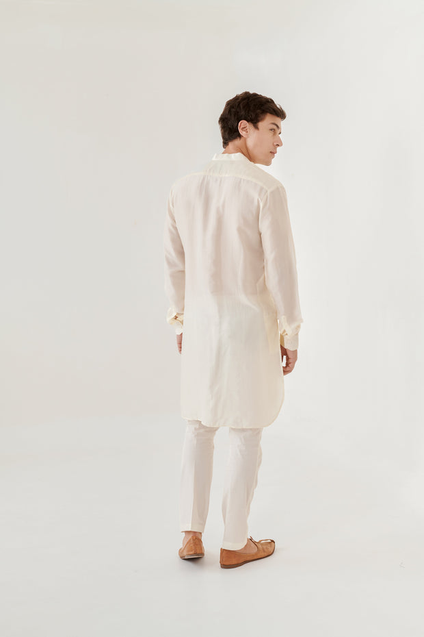 Off White Ganganagery Kurta For Men