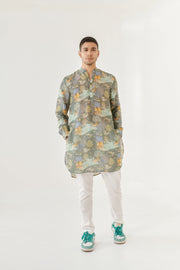 Tiger Crepe Grey Ganganagery Kurta