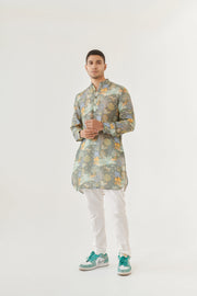 Tiger Crepe Grey Ganganagery Kurta