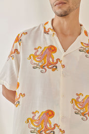 Octopus Vulgaris White Oversize Shirt White