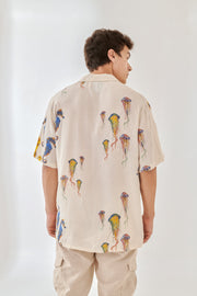 Seahorse White Oversize Hawaiian Collar Shirt