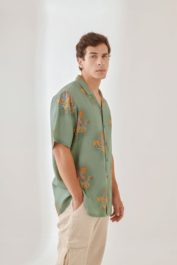 Octopus Vulgaris Sea Green Sea Green Oversize Shirt