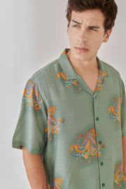 Octopus Vulgaris Sea Green Sea Green Oversize Shirt